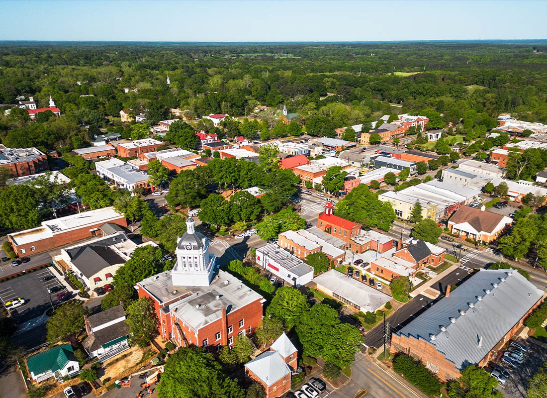 Cochran, GA - Aerial View of Madison, GA on a Clear Nice Day